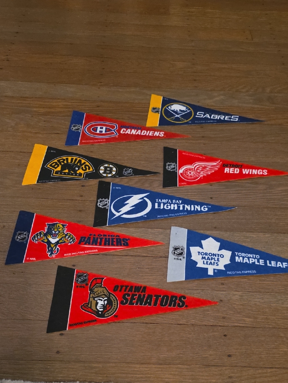 NHL Atlantic Team Mini Pennants Set Of 8- Assorted Team   4"x9"
